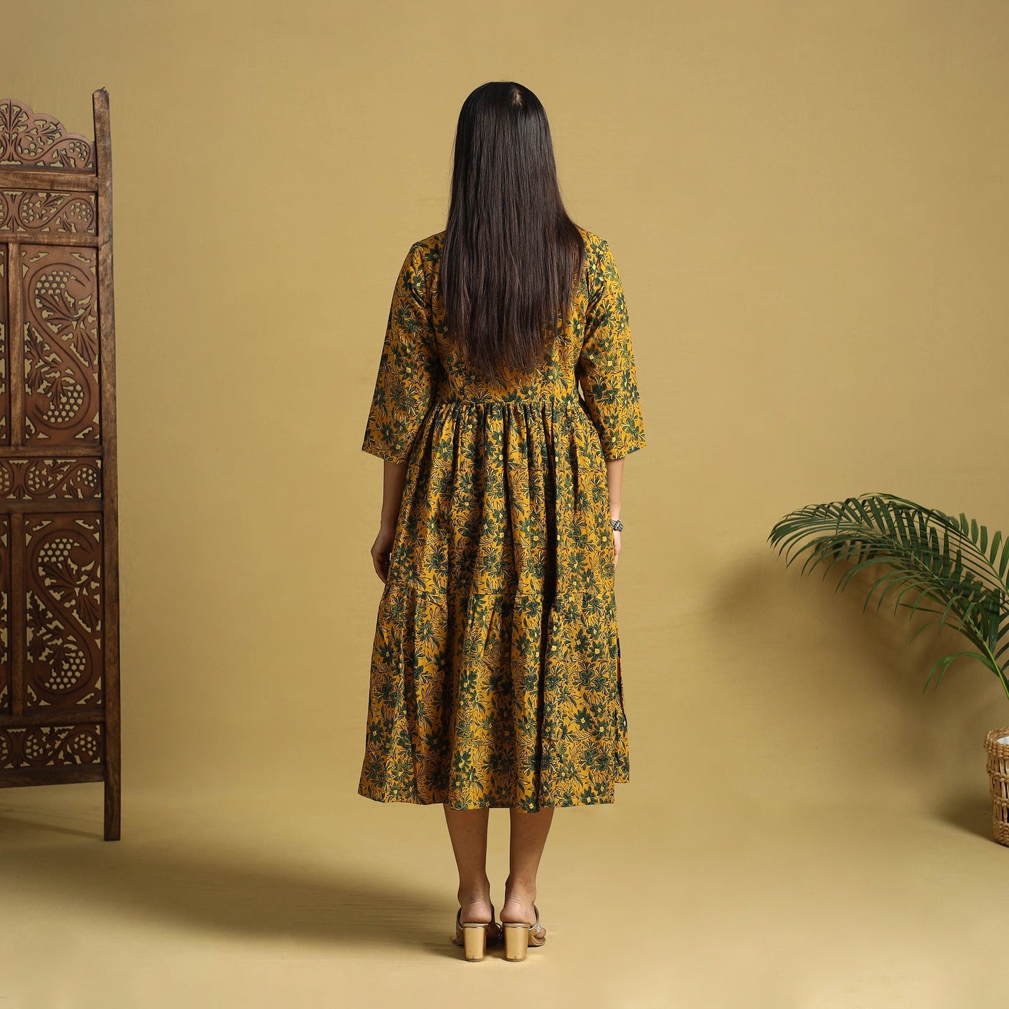  Blue Hand Block Print Cotton Flared Ajrakh Dress