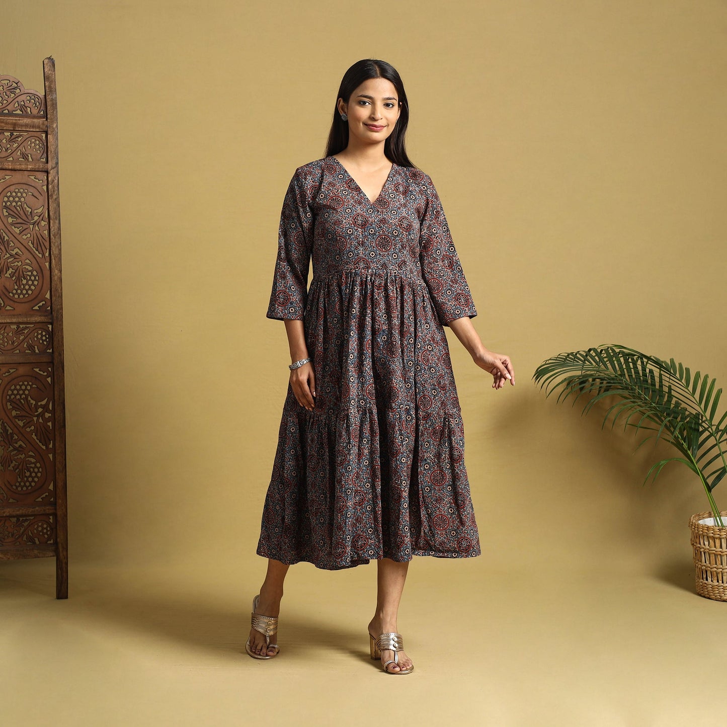 Hand cotton flared dress 13 - handcrafted