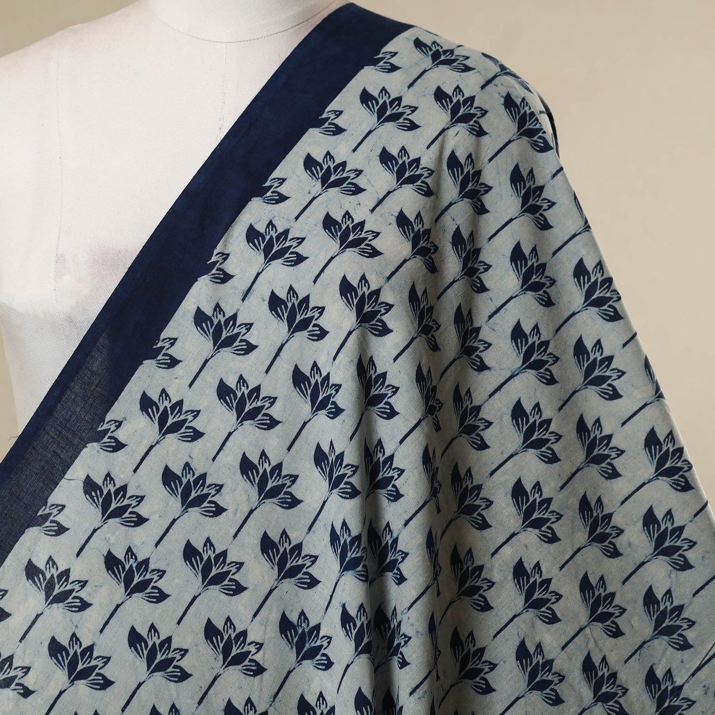 Hand cotton indigo bagru fabric 04 - handcrafted