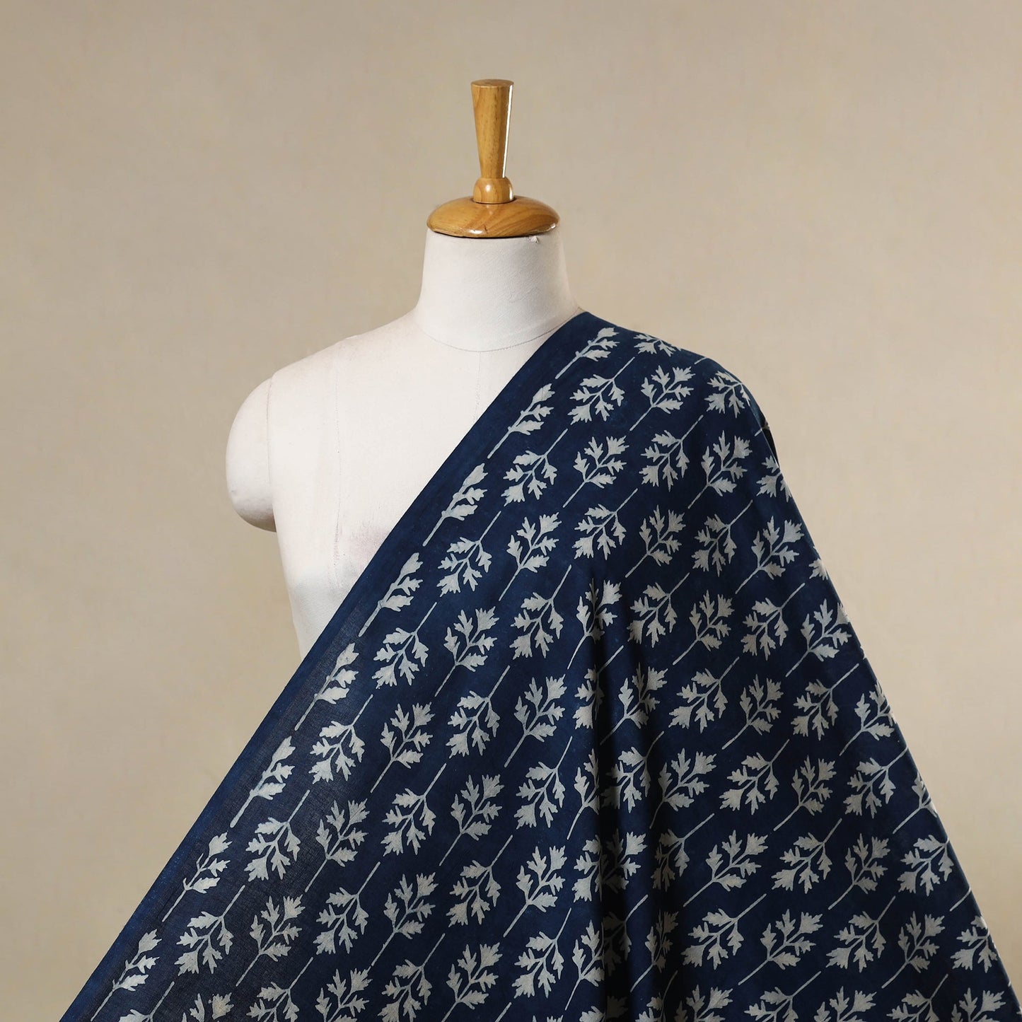 Hand cotton indigo bagru fabric 06 - handcrafted