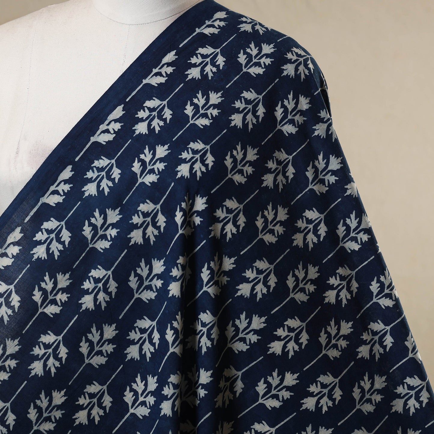 Hand cotton indigo bagru fabric 06 - handcrafted