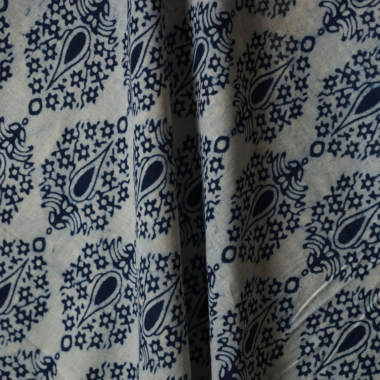 Hand cotton indigo bagru fabric 07 - handcrafted