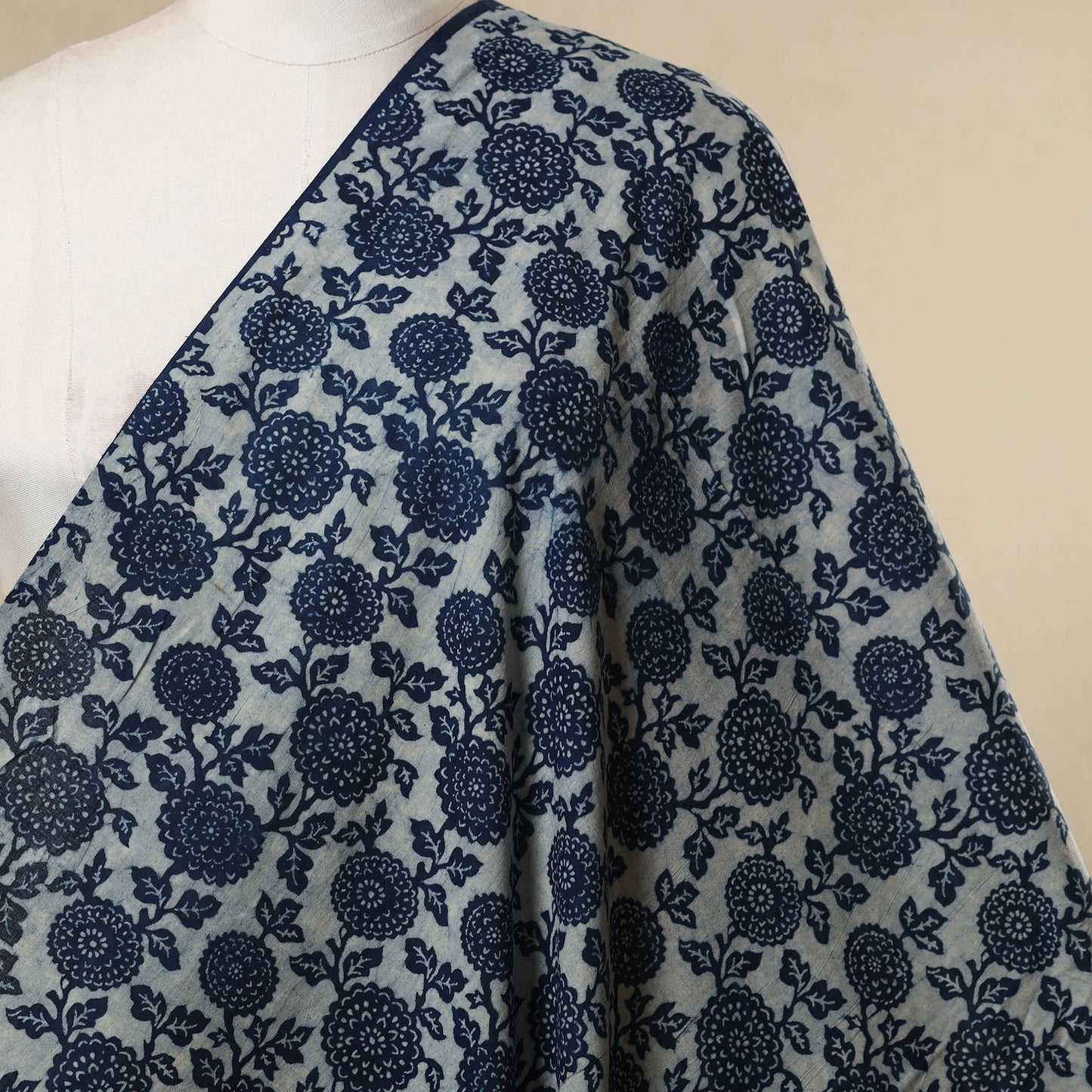 Hand cotton indigo bagru fabric 08 - handcrafted