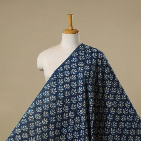 Hand cotton indigo bagru fabric 17 - handcrafted