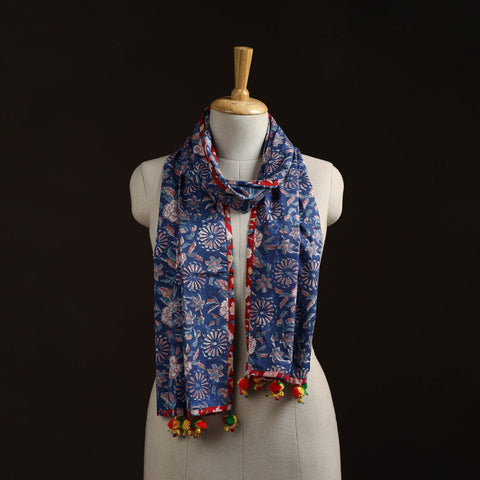 Hand cotton sanganeri stole 03 - handcrafted