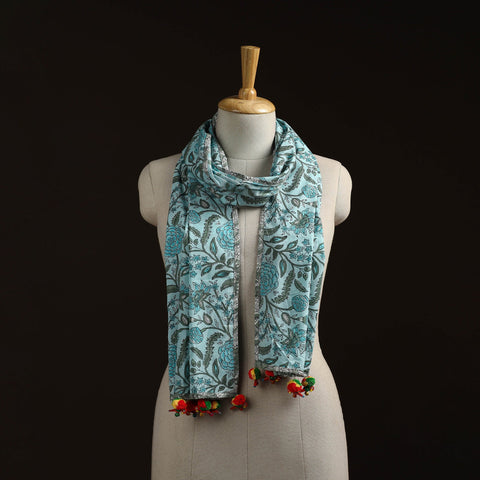 Hand cotton sanganeri stole 08 - handcrafted