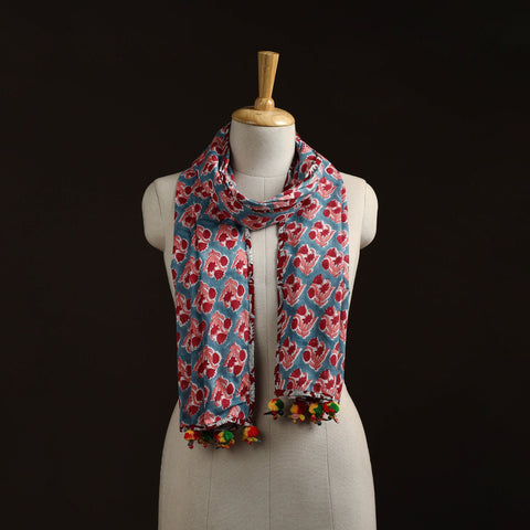 Hand cotton sanganeri stole 09 - handcrafted