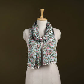 Hand cotton sanganeri stole 35 - handcrafted