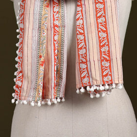 Hand cotton sanganeri stole 36 - handcrafted