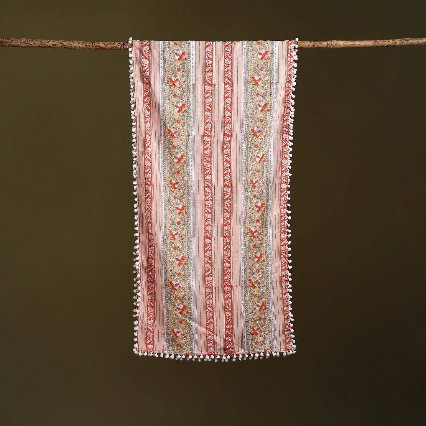 Hand cotton sanganeri stole 36 - handcrafted