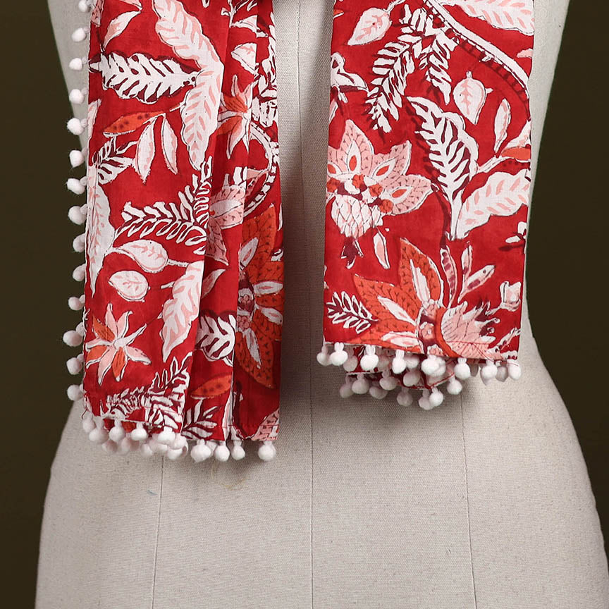 Hand cotton sanganeri stole 37 - handcrafted