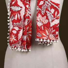 Hand cotton sanganeri stole 37 - handcrafted