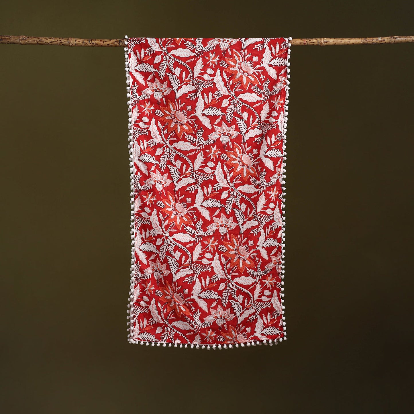 Hand cotton sanganeri stole 37 - handcrafted