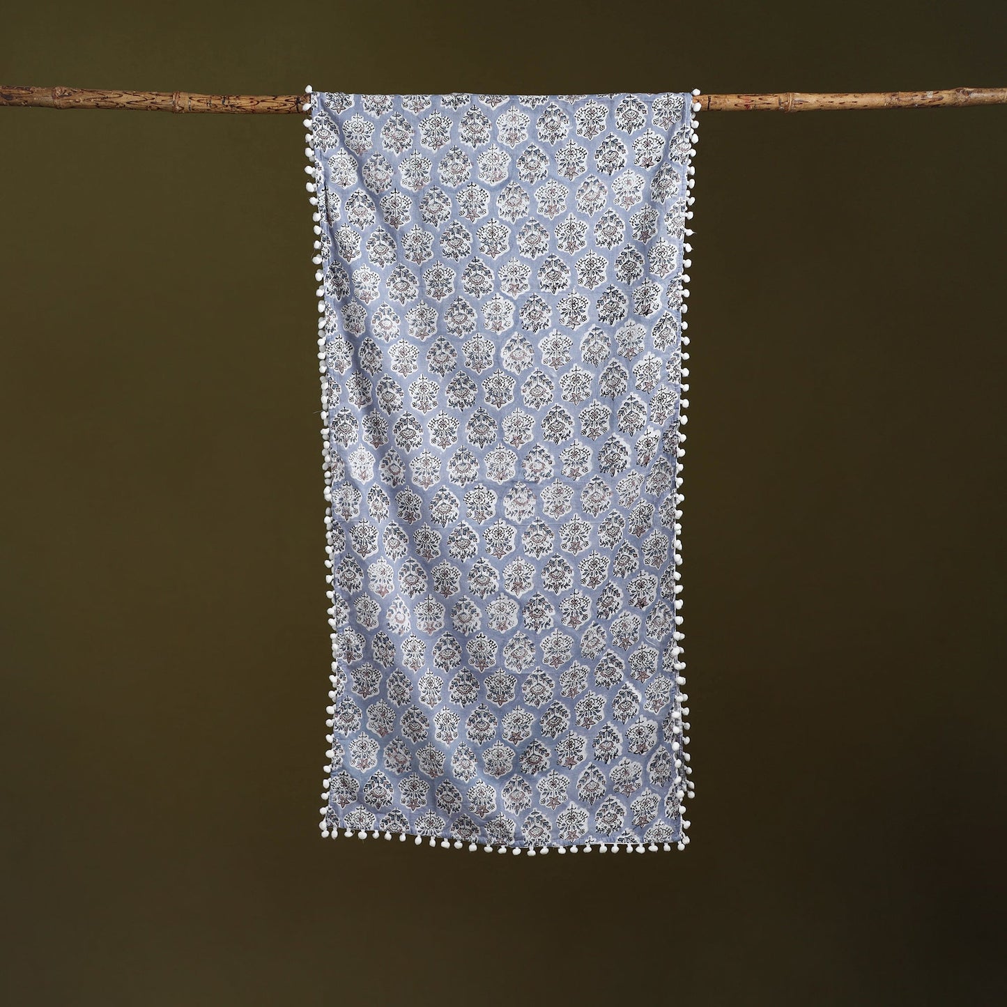 Hand cotton sanganeri stole 39 - handcrafted