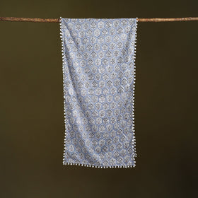 Hand cotton sanganeri stole 39 - handcrafted