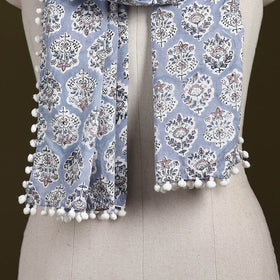 Hand cotton sanganeri stole 39 - handcrafted