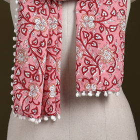 Hand cotton sanganeri stole 40 - handcrafted