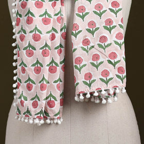 Hand cotton sanganeri stole 41 - handcrafted