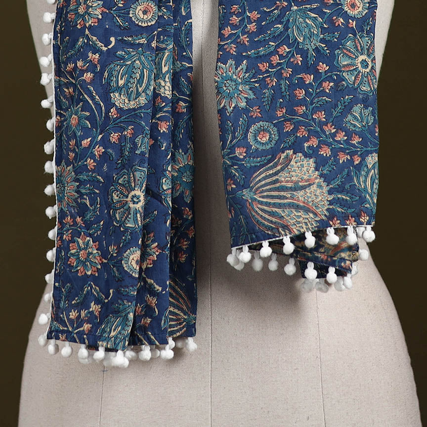 Hand cotton sanganeri stole 42 - handcrafted