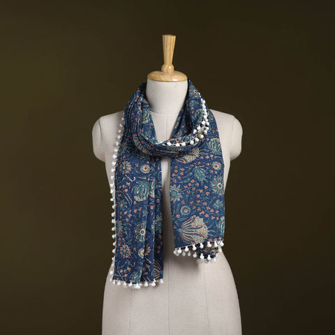 Hand cotton sanganeri stole 42 - handcrafted