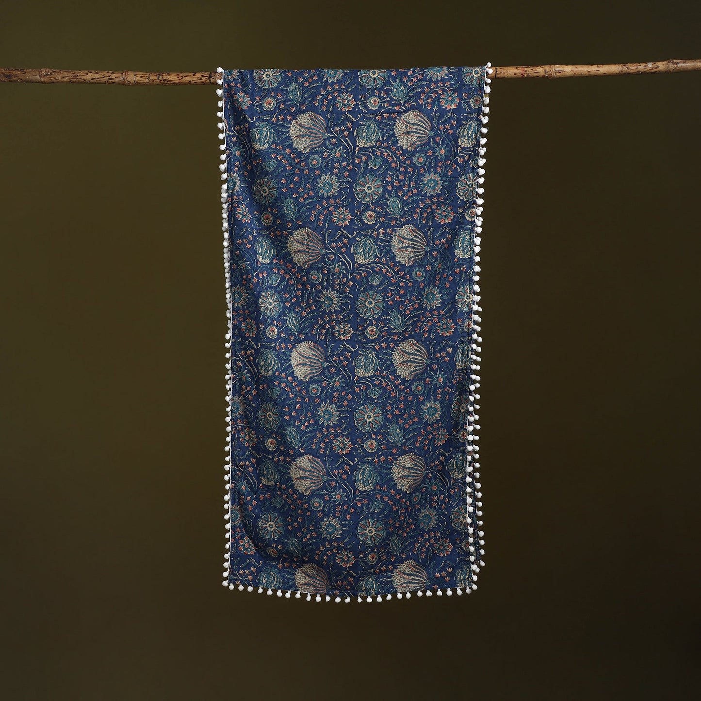 Hand cotton sanganeri stole 42 - handcrafted