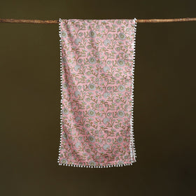 Hand cotton sanganeri stole 43 - handcrafted