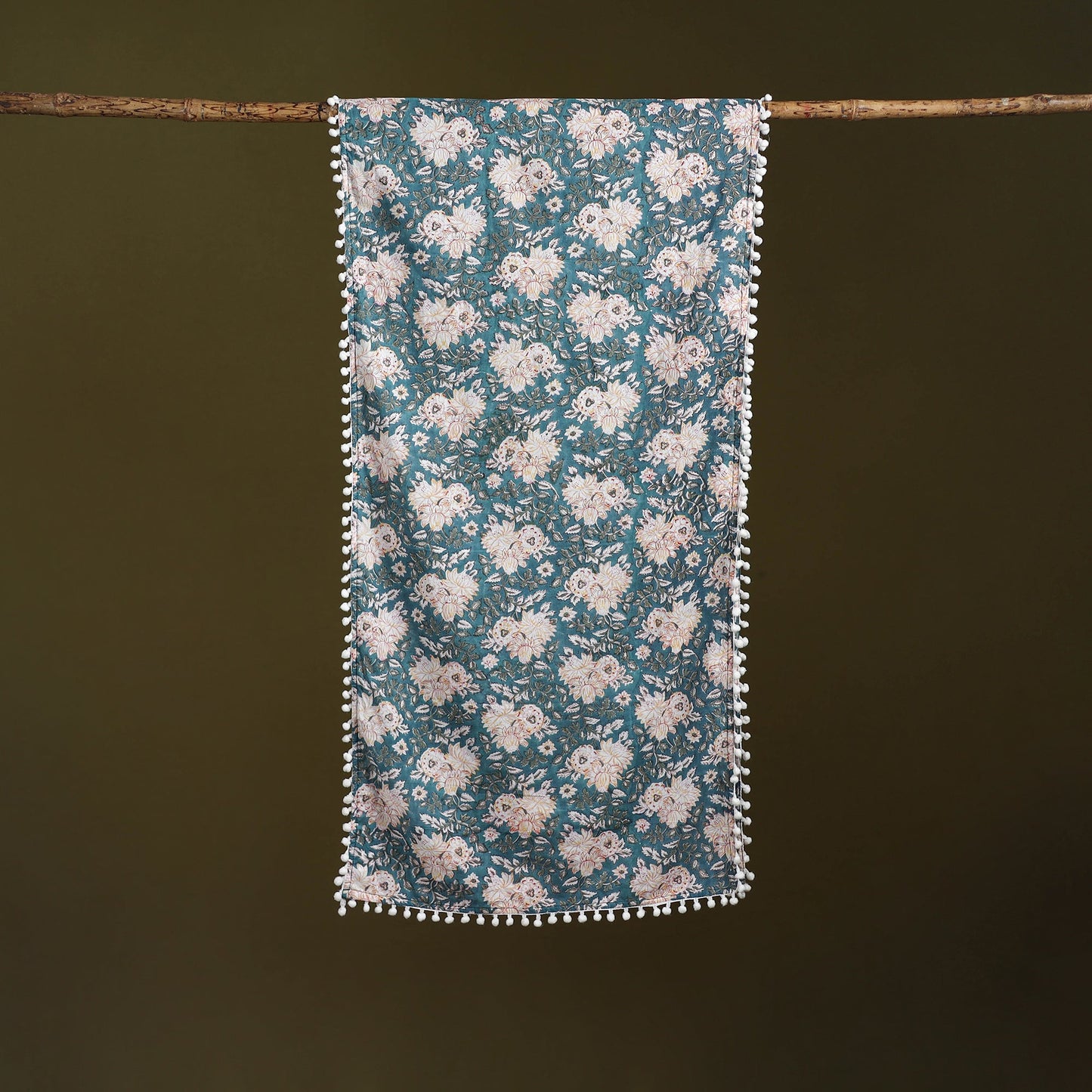 Hand cotton sanganeri stole 44 - handcrafted