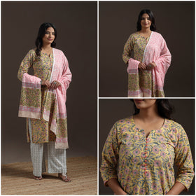 Hand cotton sanganeri suit set with dupatta for women 01