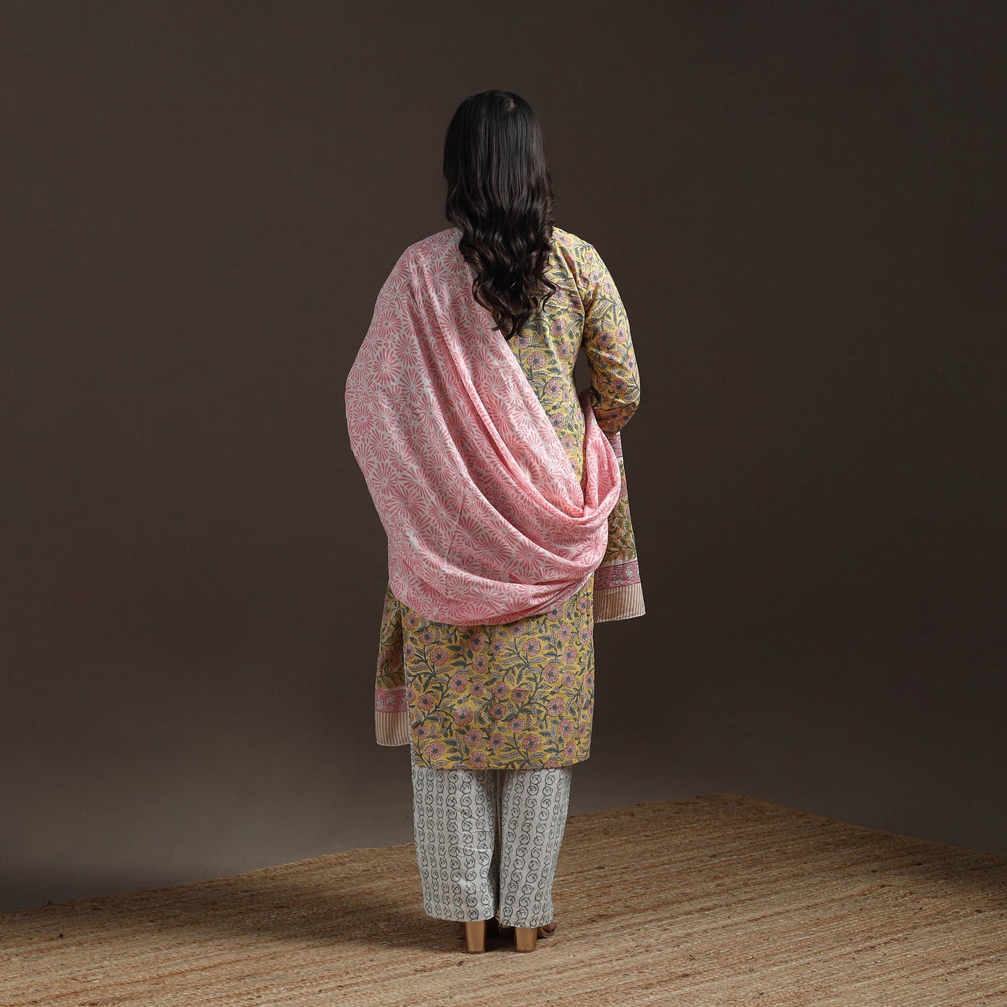 Hand cotton sanganeri suit set with dupatta for women 01