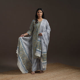 Hand cotton sanganeri suit set with dupatta for women 02