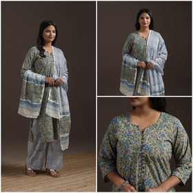 Hand cotton sanganeri suit set with dupatta for women 02