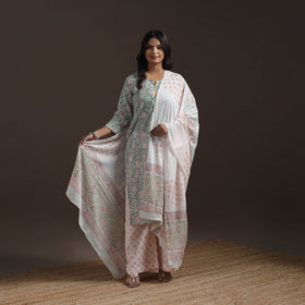 Hand cotton sanganeri suit set with dupatta for women 05