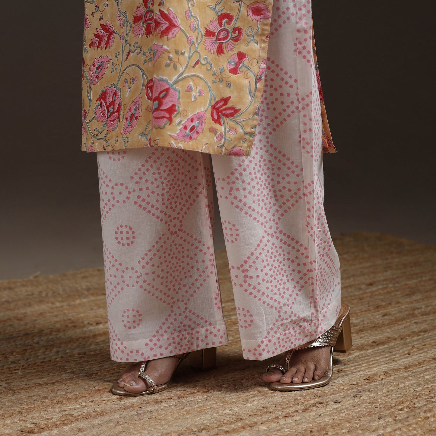 Hand cotton sanganeri suit set with dupatta for women 11