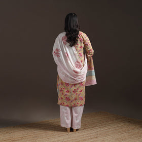 Hand cotton sanganeri suit set with dupatta for women 11