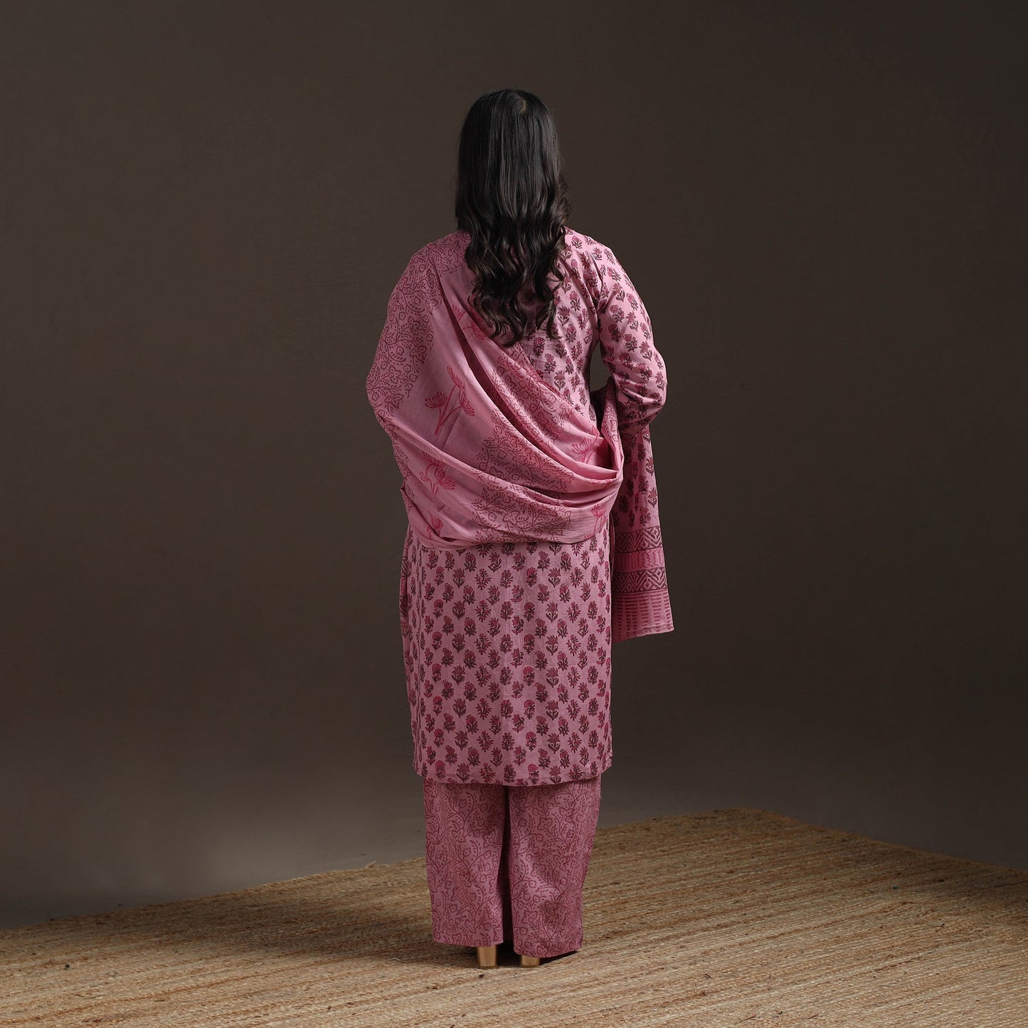 Hand cotton sanganeri suit set with dupatta for women 13