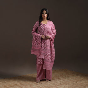 Hand cotton sanganeri suit set with dupatta for women 13