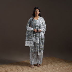 Hand cotton sanganeri suit set with dupatta for women 14