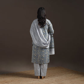 Hand cotton sanganeri suit set with dupatta for women 14