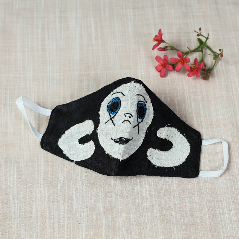  Hand Embroidered Applique Work Cotton 3 Layer Kids Face Cover 