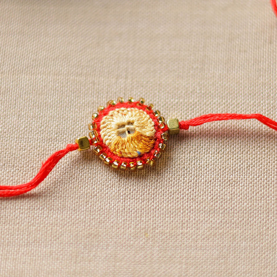 Buy Hand Embroidered Bead Work Sheesha Rakhi 123 Online at iTokri.com