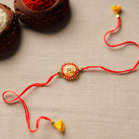Buy Hand Embroidered Bead Work Sheesha Rakhi 123 Online at iTokri.com