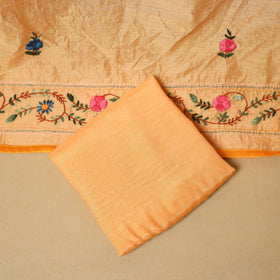 Hand embroidered chanderi silk 3pc unstitched dress