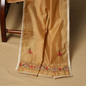 Hand embroidered chanderi silk 3pc unstitched dress