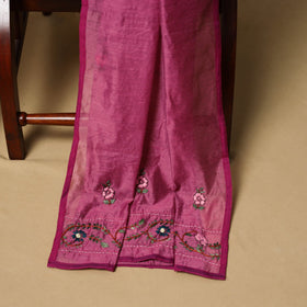 Hand embroidered chanderi silk 3pc unstitched dress