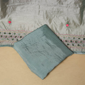 Hand embroidered chanderi silk 3pc unstitched dress