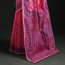 Hand embroidered chanderi silk chapa work phulkari saree 31