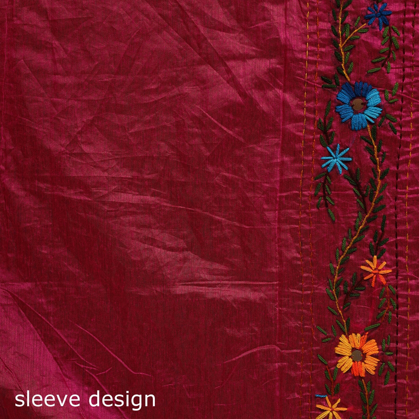 Hand embroidered chanderi silk chapa work phulkari saree 33