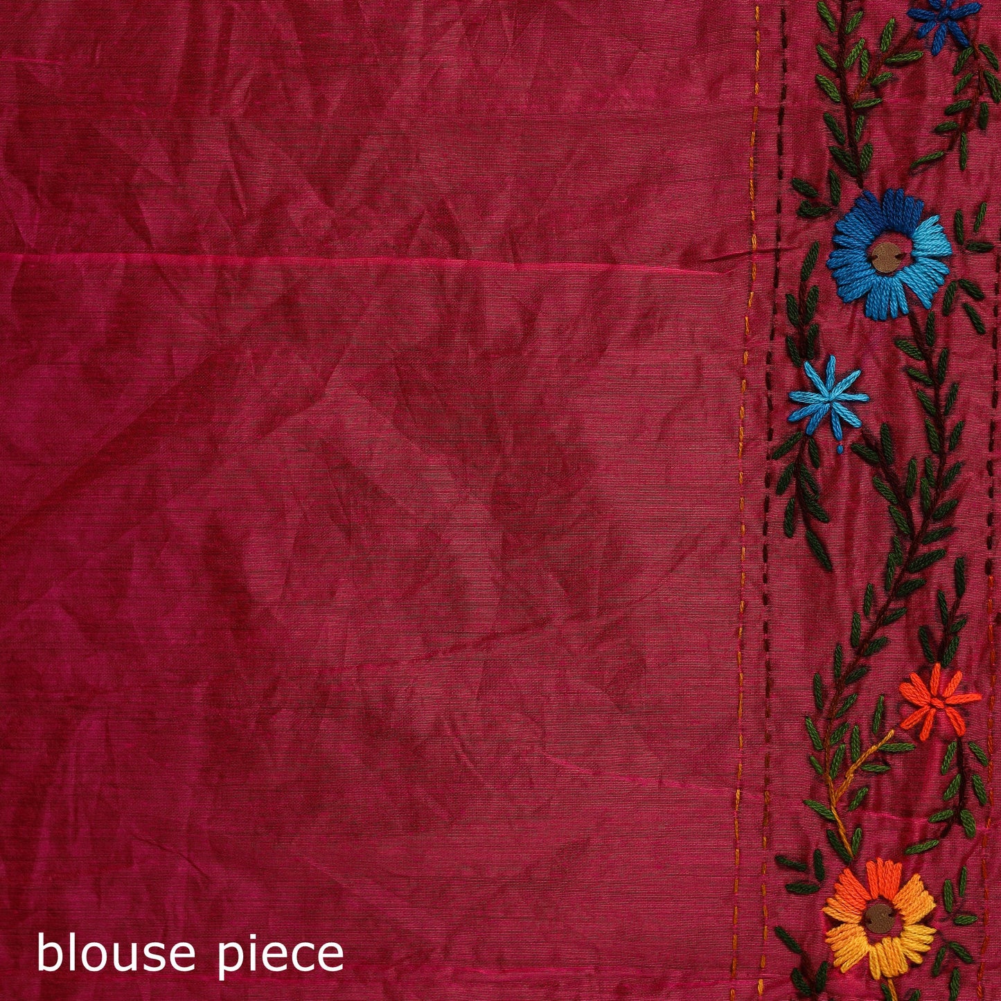 Hand embroidered chanderi silk chapa work phulkari saree 33