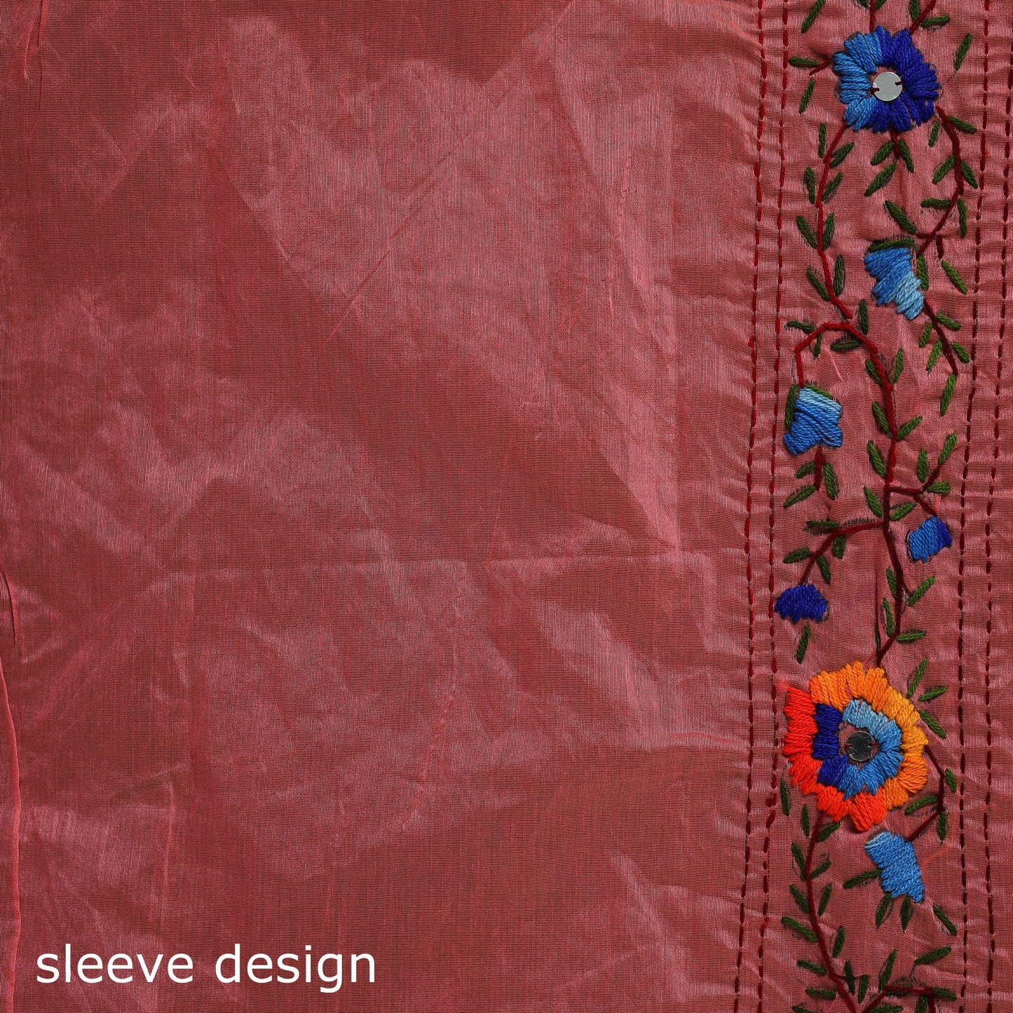 Hand embroidered chanderi silk chapa work phulkari saree 34