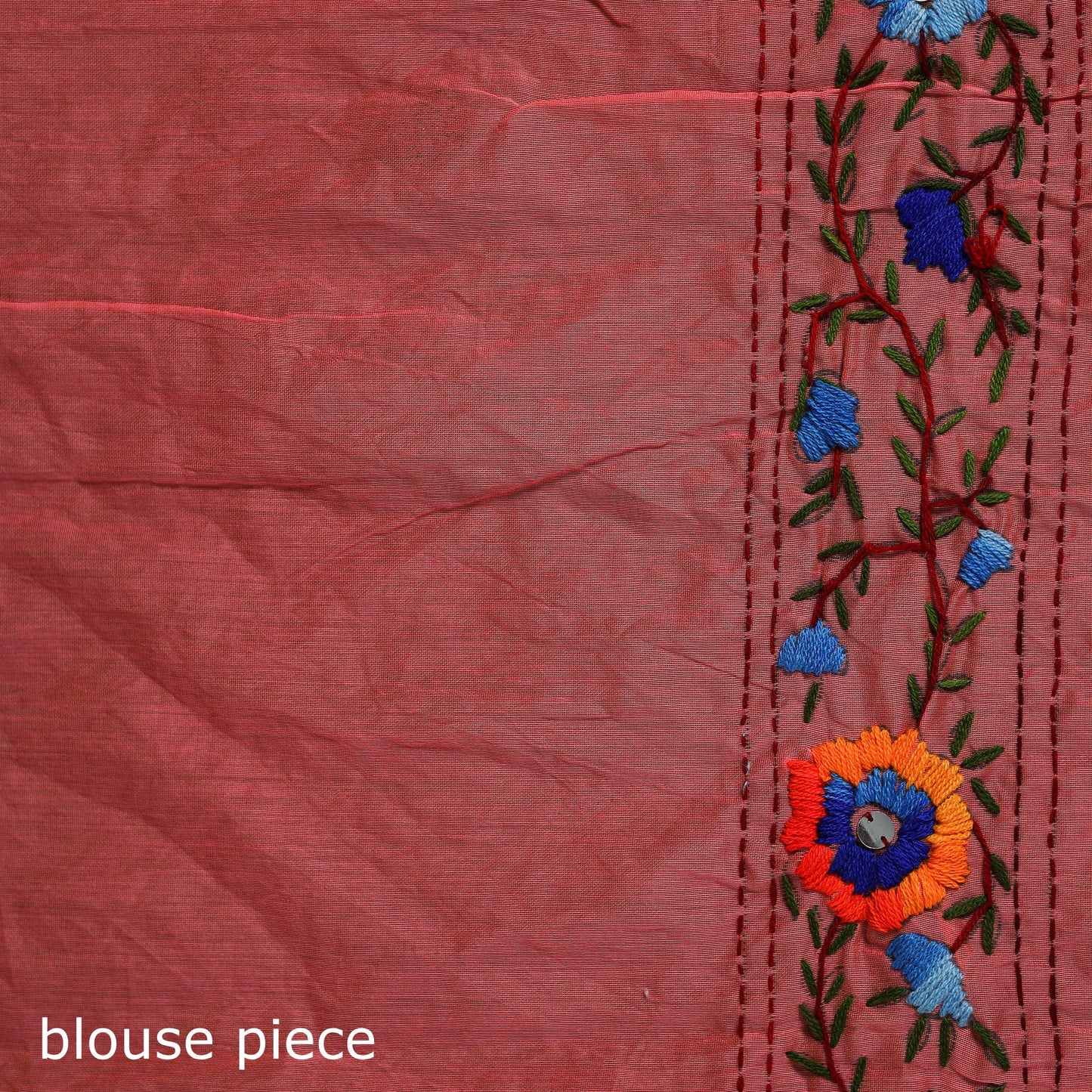 Hand embroidered chanderi silk chapa work phulkari saree 34